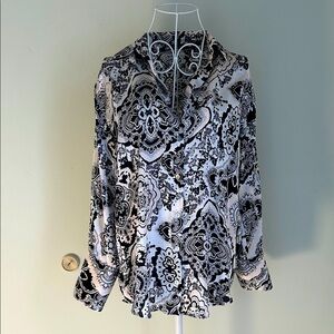 Zara Black and White Patterned Blouse